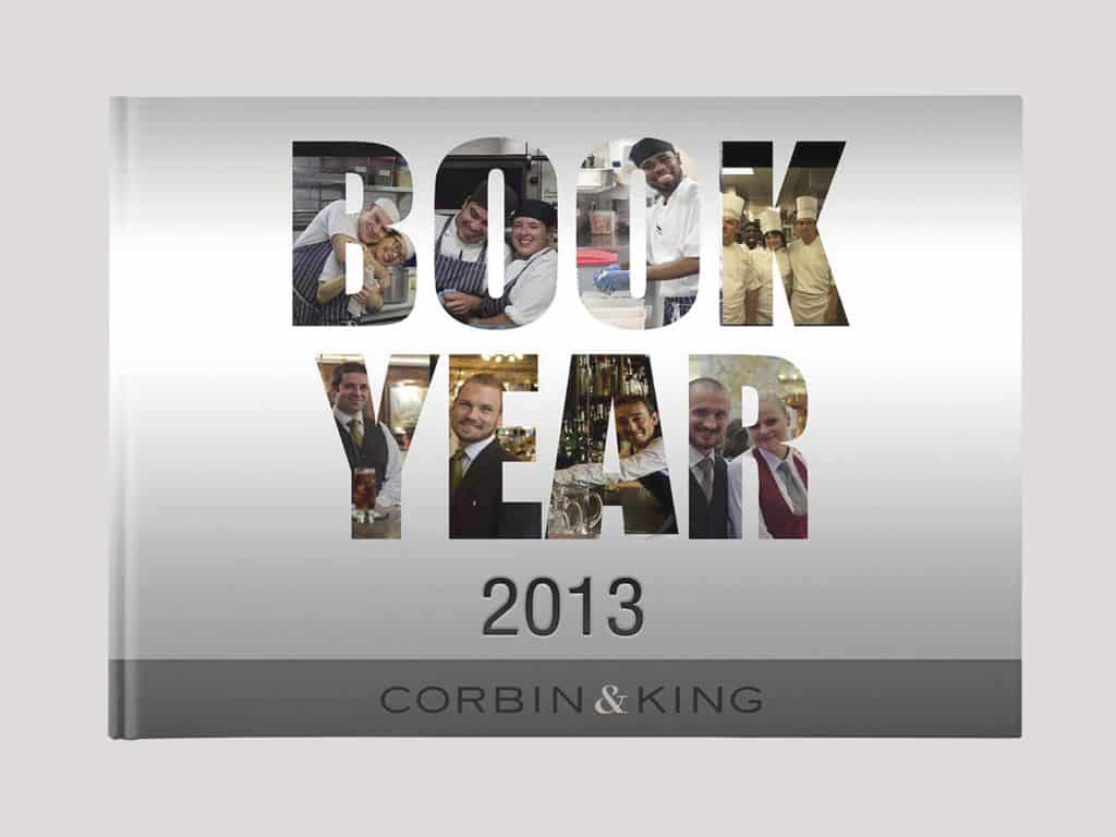 Book Year 2013 cover design with collage-filled lettering and grayscale background