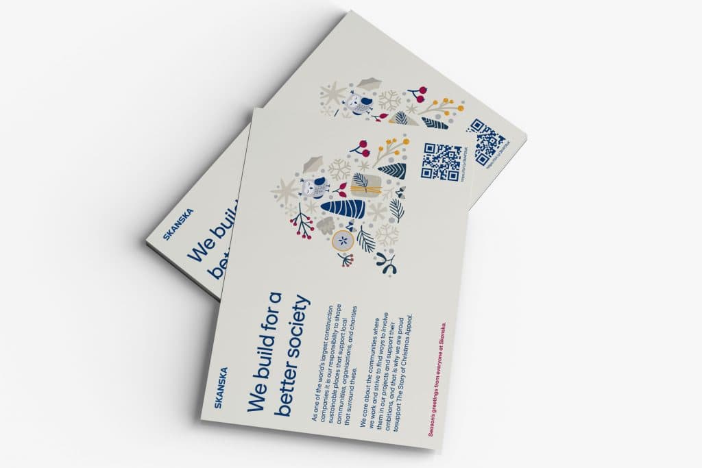 Flat lay of a Christmas-themed advert with snowflake graphics and handwritten text styling.