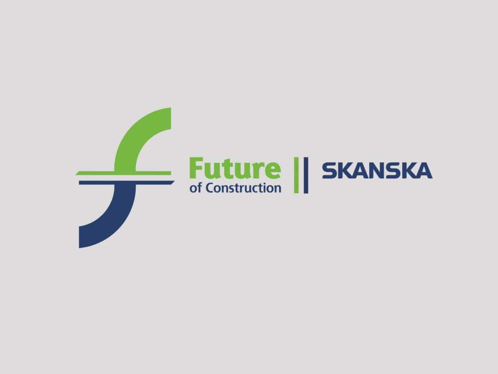 Logo design for Future of Construction by Skanska, featuring stylised F and C in green and navy tones