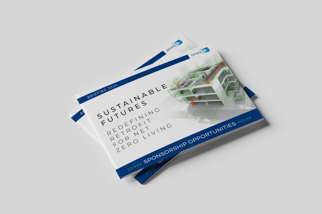 BSRIA Sustainable Futures brochure designed for the 2024 Retrofit for Net Zero Living briefing.