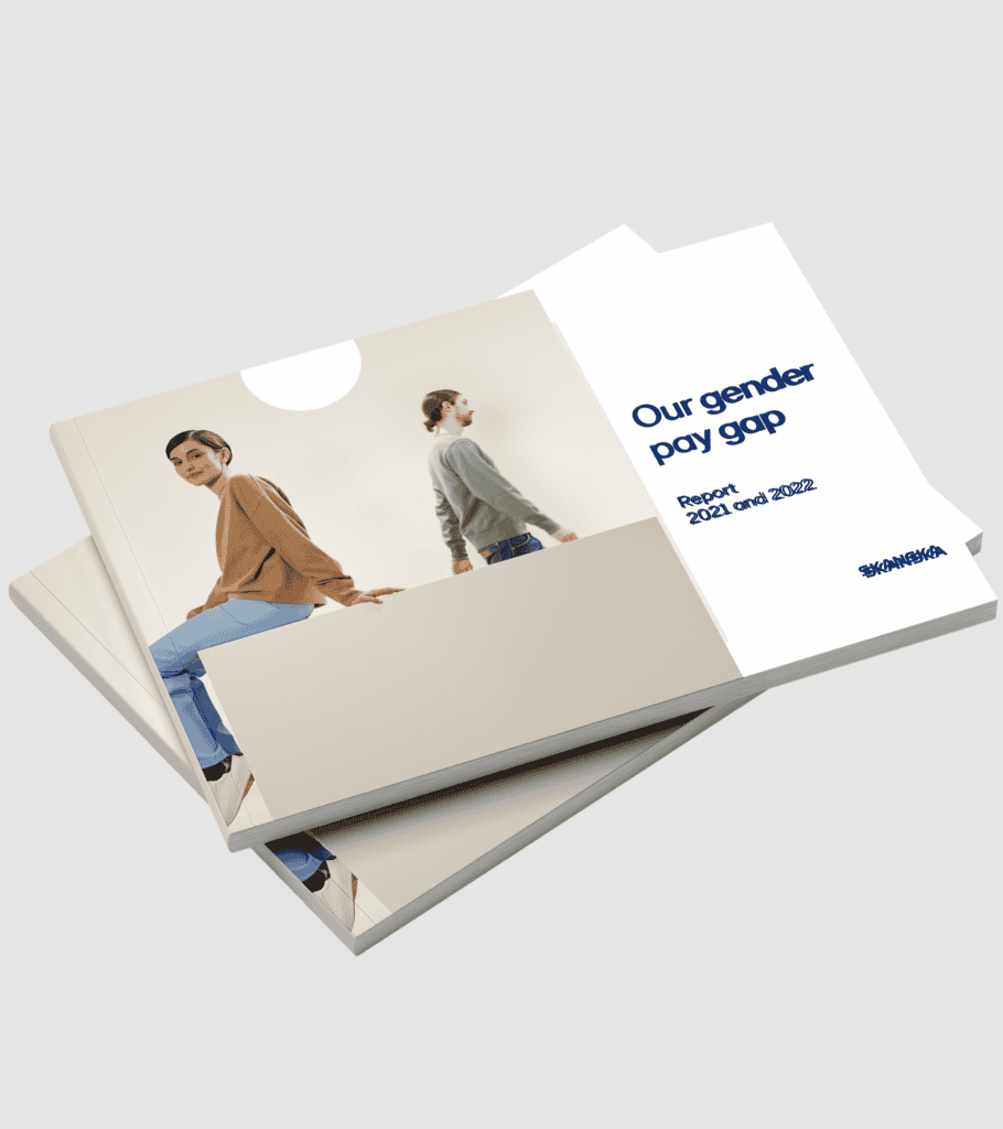 Skanska Gender Pay Gap Report 2021 and 2022 designed with modern clean layout.