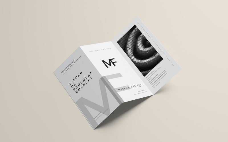a folded brochure with a black and white image